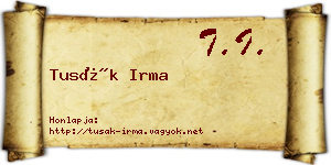 Tusák Irma névjegykártya